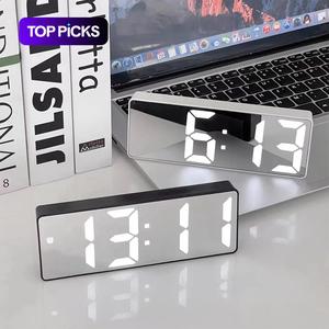 Led Electronic Alarm Clock without Battery, Modern Simple Mirror Clock, Desk Clock for Home Office, Halloween Decor