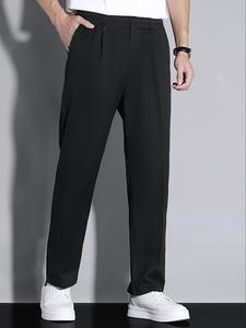 Men's Solid Color Pocket Pants, Casual Comfy Plain Trousers for Summer, Woven Bottoms for Men