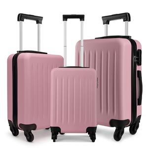 [MissLulu Bags] Box Design ABS Hard Shell 19''/24''/28'' Suitcase with 4 Wheels Spinner and Combination Lock - Blush Pink