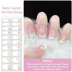【Free Shipping Over £22】20PCS Semi-Cured Gel Nail Stickers – Full Cover Self-Adhesive UV Gel Nail Strips, Glitter Nail Wraps for DIY Home Manicure – Long-Lasting Nails for Women & Girls