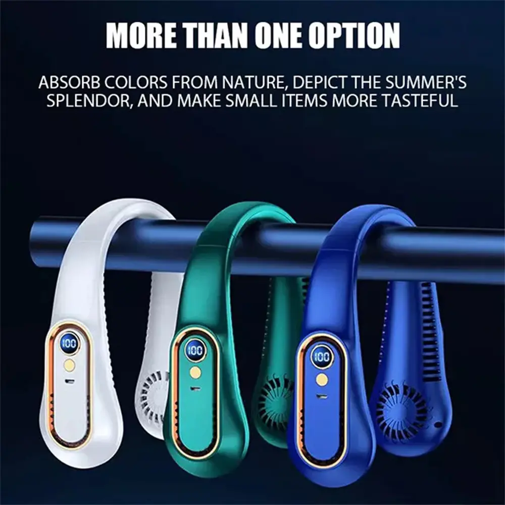 Hanging Neck Fan, USB Portable Cooler Fan, 5 Speeds & Digital Display 3 Colours