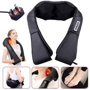 U-shaped heated neck and shoulder massager, electric shiatsu massage shawl with heat and multiple speed settings, multi-use massager for neck, back, waist, and legs, UK plug for home, office, and car use