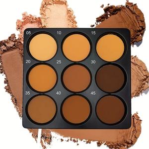 9 Color Contouring Palette Set, Gentle Concealer Oil Control Foundation Eyeshadow Highlighter Kit, Matte Finish Natural Look Waterproof Sweatproof, Matte Powder Bronzer
