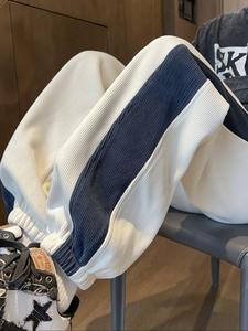 Men's Patchwork Corduroy Pants, Loose Casual Comfy Trousers for Spring & Fall, Fashion Men's Bottoms for Daily Wear