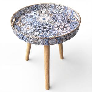 Small Round Boho Furniture Side Table, 1 Count Wooden Round End Table, Multifunctional Nightstand Coffee End Table for Living Room, Bedroom Decor Desk, Summer for Gift, Room Decor