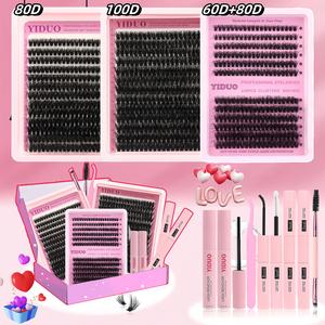Large Capacity Individual False Eyelashes Kit, 1 Set DIY Volume Dramatic Cat Eye Look Self Grafting Curl Eyelashes, Eye Makeup Supplies for Women & Girls, Eyelash Extensions
