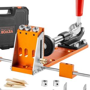 VEVOR Pocket Hole Jig Kit, 34 Pcs Pocket Hole Jig System with 11" C-clamp,  Fixture, Step Drills, Wrenches, Drill Stop Rings, Square Drive Bits, Toolbox, for DIY Carpentry Projects, Adjustable