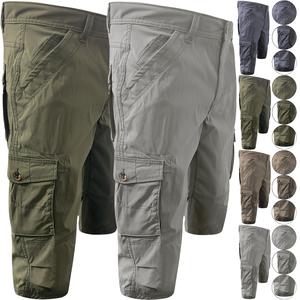 Mens 3/4 Long Cargo Shorts 4 Way Stretch Shorts Gym Fitness Below Knee Three Quarter Shorts Modestwear Outdoor Holiday 32-42