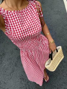 Women's Plaid Dress, Fashionable Grid Pattern, Slim-Fitting Long Dress, Perfect for Parties & Casual, Stylish Women's Clothing