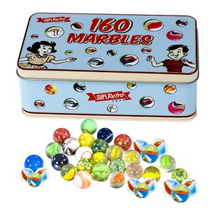 The Magic Toy Shop 160 Marbles Set Assorted Colour Glass Marbles for Kids Games Marble Run Toy for Children Age 3 + in Metal Storage Tin Box