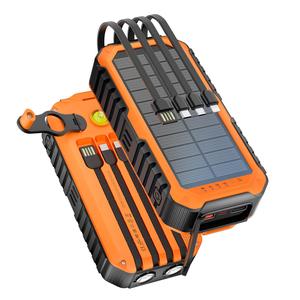 20000mAh Emergency Hand Cranking Solar Battery Pack, Built-in 4 Cable, 6 Outputs High Efficiency Charger, Compass/LED Light, QC3.0 PD20W Fast Charging for Emergencies and Outdoor Activities, Phone, Travel Gadgets, Durability