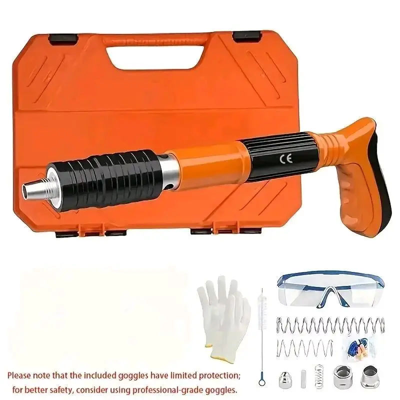 Speed Adjustable Manual Rivet Gun Kit – Compact, High-Powered Hand Tool for Woodworking, Decoration, and Fastening on Concrete, Wood, Steel, and More