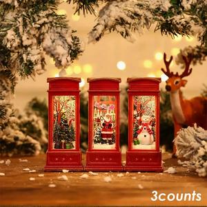 Battery Powered Phone Booth Decoration, 3 Counts/set LED Light Phone Booth Ornament, Decorative Light for Home Party Festival, Battery Included, Christmas Tree, Winter