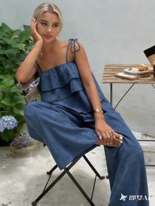 Women's Ruffle Halter Top & High Waist Casual Pants Set, 2 Piece, Stylish Summer Wear, Comfortable and Trendy, Womenswear