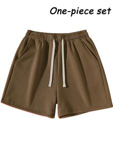 Men's Solid Color Drawstring Waist Shorts, Regular Fit Casual Comfy Breathable Shorts for Daily Wear, Elastic Loose Shorts, Men's Bottoms for All Seasons, Casual Shorts Set