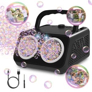 Automatic Bubble Machine, 1 Box Funny Bubble Blower with 2 Fans, Portable Bubble Machine Toy for Indoor Outdoor Birthday Parties, Party Bubble Machine