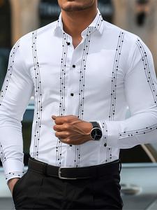 Men's Striped Print Shirt, Casual Fashion Design, Comfortable & Stylish, Perfect for Daily Wear, Brand Quality Cs6031