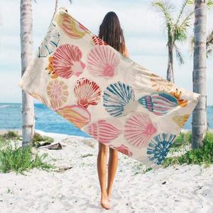Shell Pattern Beach Towel, Soft Water Absorbent Towel, Summer Beach Towel for Women & Men, Beach Towel for Home & Outdoor