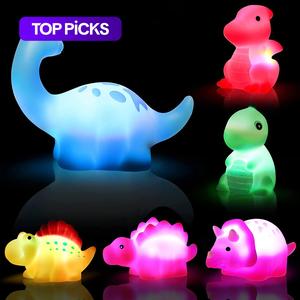 Glowing Dinosaur Shaped Bath Toy, 6 Counts/set Waterproof Light Up Dinosaur Toy, Fun Animals Bathing Toys for Birthday Gift