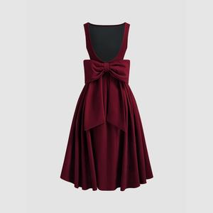 Cider Velvet Boat Neck Bowknot Backless Midi Dress #Spring Fits Week