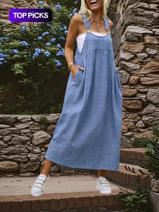 Women's Spring Plus Size Dress, Fashionable Backless Skirt, Summer Women's Clothing, Winter Style, Casual Sleeveless Long Dress