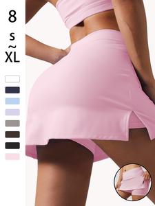 Women's Solid 2 in 1 Split Hem Loungewear Skort, Casual Comfy High Stretch V Waist Skirt for Daily Wear, Ladies Sleepwear for All Seasons, Ladies Pyjamas