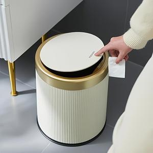 Light Luxury Large Capacity Home Trash Can, Durable Garbage Bin with Dual Bucket Design, Sealed Anti-Odor Feature, Ideal for Kitchen Living Room Bathroom