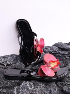 Women's Fashionable Flower Decorated Sandals, Casual Comfortable Flat Sandals for Summer, Lightweight Breathable Shoes for Beach Vacation, Footwear