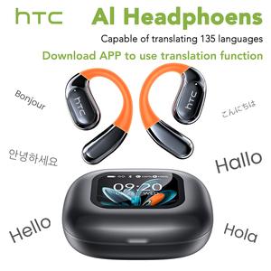 HTC NE27 Open Ear Language Translation Earbuds with APP, Supports 135 Languages, Real-Time Translation BT-compatible Headphones with LCD Touch Screen and Long Battery Life, Compatible with IOS and Android