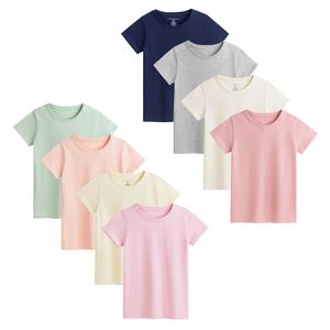Girls Short Sleeve T-Shirts 4 Pack Multicoloured Breathable Shirt for Girls Comfortable Soft Hand Feel Tee Crew Neck 100% Cotton Top Size 4-13 Years