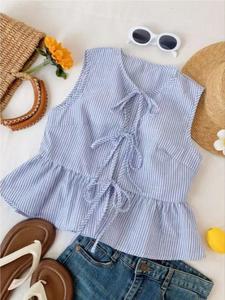 Women's Striped Print Tank Top, Casual Sleeveless Top for Summer, Ladies Clothes for Daily Wear