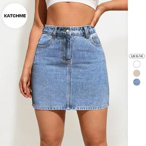 KatchMe Women's Classy Mid Rise Multi-Pocket Denim Skirt, Casual Street Womenswear, Comfortable Women's Bottoms, Versatile Skirt Outfits for Women