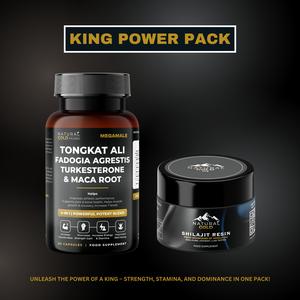 KING PACK - MegaMale & Shilajit Resin - Power & Gym Strength Bundle - Athletic Performance Tongkat Ali, Fadogia Agrestis, Turkesterone, Maca Root and Pure Himalayan Shilajit Resin - Optimum Fitness Healthcare Dietary Edible Supplement.