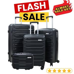 £85 Full Set of 4 SUITCASE LUGGAGE Polypropylene (PP) BLACK Hard Shell Suitcase Set Viral Trending Travel Luggage, 13 inch Vanity Case, 20 inch Cabin, 24 inch Medium, 28 inch Large. MODEL: SSK LONDON PRO MAX