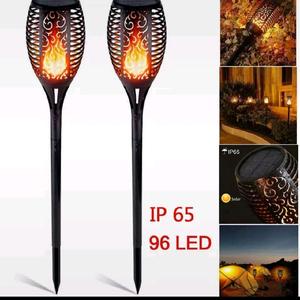Solar Torch Garden Light 96LED Flickerying 2PCS Dancing Flame Patio Walkway 78cm IP65 Waterproof Outdoor Lighting