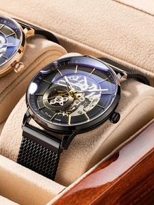 Men's Fashion Double-sided Hollow Out Mechanical Watch, Casual Trendy Luminous Waterproof Watch, with Box, Fashion Watch for Party, Daily Decor, Exquisite Watch for Birthday Gift