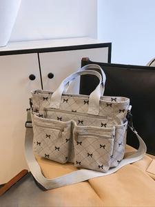 Creative Full Cherry/Plain/Leopard Print Tote Bag, Fashionable Cute Zipper Shoulder Bag for Women & Girls, Casual Commuter Bag for Daily Used, Convertible Shoulder Bag