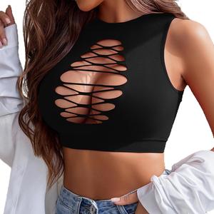 Avidlove Women's Fishnet Top Sexy Cut Out Crop Short Hollow Out Cropped Tank Top(S M L)