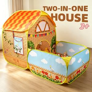 Kids' Garden Farm Villa Toddler Tent with Ball Pit | Large Portable Foldable Yellow Playhouse | Pop-Up Castle Tent | Outdoor Party & Beach Toy | Holiday Gift (Birthday/Christmas/Thanksgiving/Halloween) | No Accessories, Lights or Balls