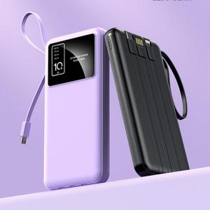 10000mAh Portable Charger Power Bank, Mini Charger with Built-in 4 Cables, USB Charger, Mobile Power Bank for iPhone 16/15/14/13 Samsung Smartphone, Fast Charging Powerbank, Travel Battery Pack, High Power Portable, Universal Power Bank