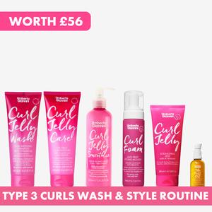 Umberto Giannini Curl Type 3 Kit (6 products), Ultimate Wash & Style Curl Routine for 3a-3c Curls - Frizz-Free Curls, Bouncier Definition & Shine, Curly Hair Essentials Kit
