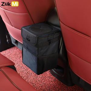 Car Trash Can with Lid & Storage Pockets, Large Capacity Car Trash Bag, Leak-Proof Automotive Garbage Can, Multipurpose Car Storage Box