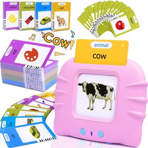 Cow Pattern English Card Reader, 1 Set Educational Card Reader, Learning Toy for Kids, Educational Toy for Boys & Girls, Talking Flash Cards