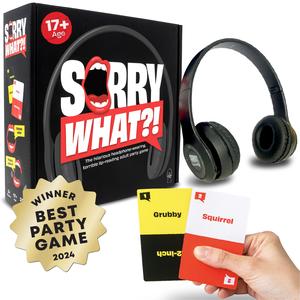 Sorry What?! The Viral Headphone Challenge - Party Game. January Winter Sales. Earphone Music Birthday