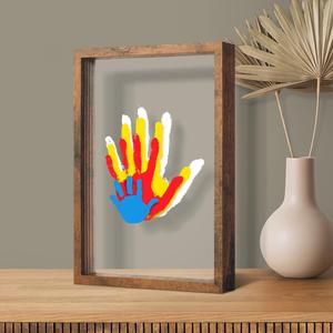 Family Handprint Footprint DIY Kit, Memory Keepsake Frame, Perfect Gift for New Moms, Pets, Families,Father‘s Day,Mother's Day, Customizable Color Handprint Collage Frame