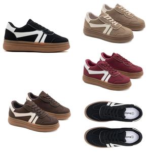 Enchic Ladies Women Faux Suede Lace Up Casual Trainers Chunky Sole Platform Comfy Round Toe True Size Sneakers Walking Shoes Size UK 3-8