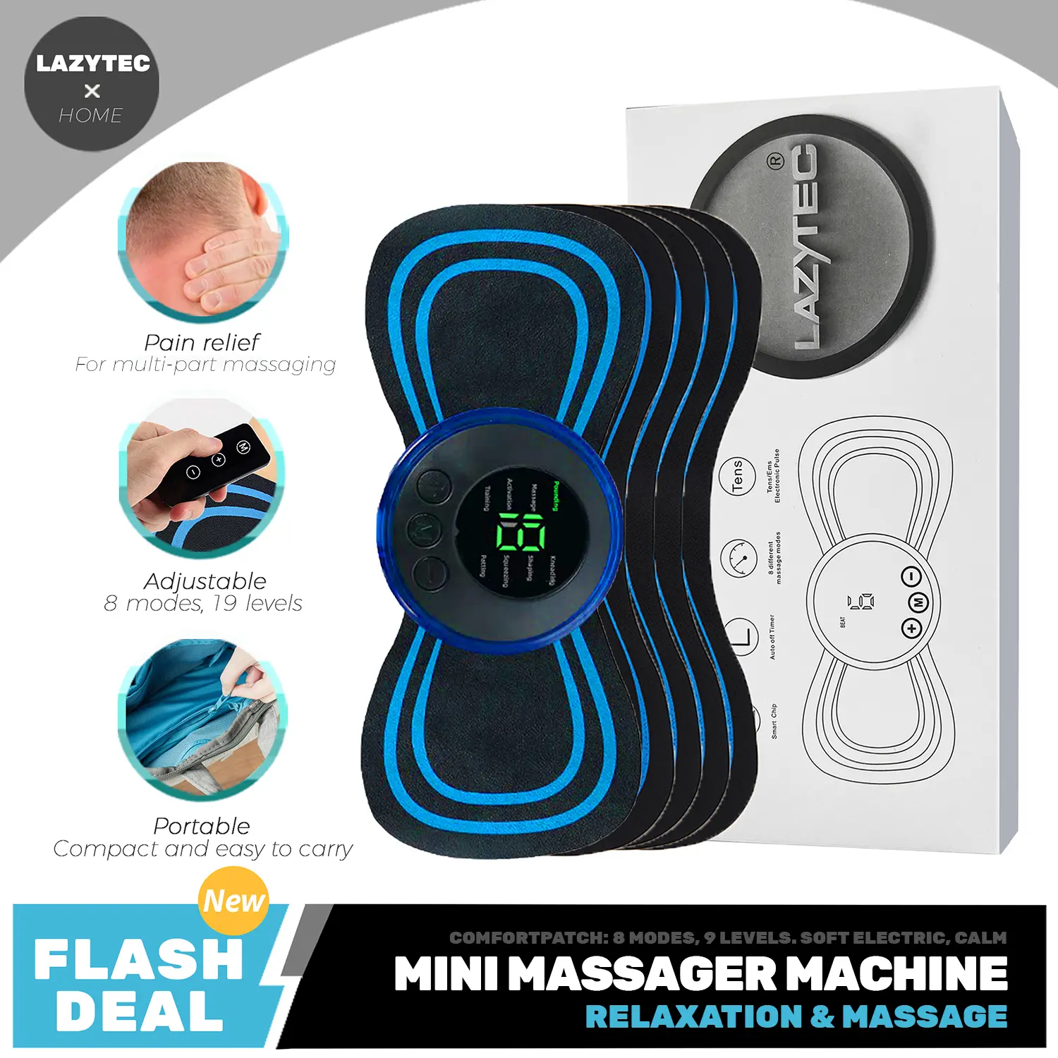 Mini Massager Machine, 8 Modes 19 Gear Force, Relax your Body,mother's day