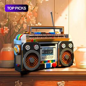 554 pcs Vintage Radio Classic Series Building Blocks Set, Collector's Edition Retro Music Player Display Miniature Model Kit, Creative Gift Toy, Home Decor Ornament, Festival Party Assembly Decoration Ornament