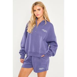 Kaiia Running Club Logo Quarter Zip Sweatshirt Light Navy