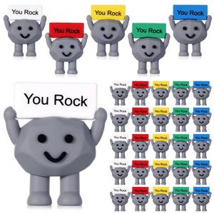Valentines Day Gift 25 Pcs Mini Rubber Figures You Rock Office Gift Inspirational Figures Miniature Animal Statues 3D Ornament Desktop Decorations Emotional Support Appreciation Gift for Cowokers Staff Friends Family Student Teacher Volunteer Pocket Gif